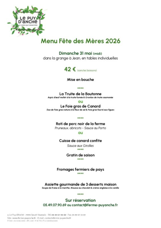 - Menu Fête des mères 2026